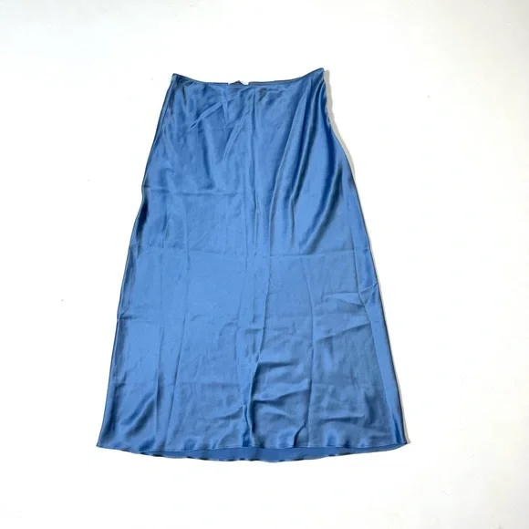 Silk Blue Midi Skirt Sablyn